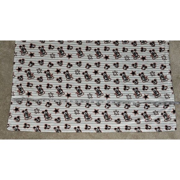 Disney Baby Mickey Mouse Reversible Blanket Red Gray White Stripe Star Hand Head - Picture 5 of 7
